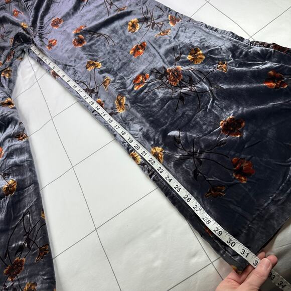 Anthropologie Ett Twa Pants Womens Small Gray Jesse Velvet Floral Wide Leg Party - Picture 10 of 12